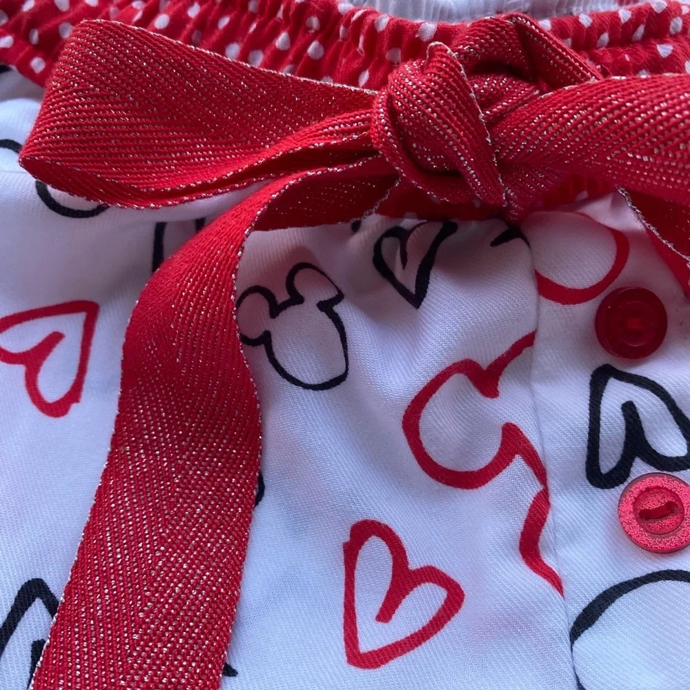 Disney Mickey & Minnie Ruffle Pajama Shorts – Red/White – Size M - Picture 4 of 4